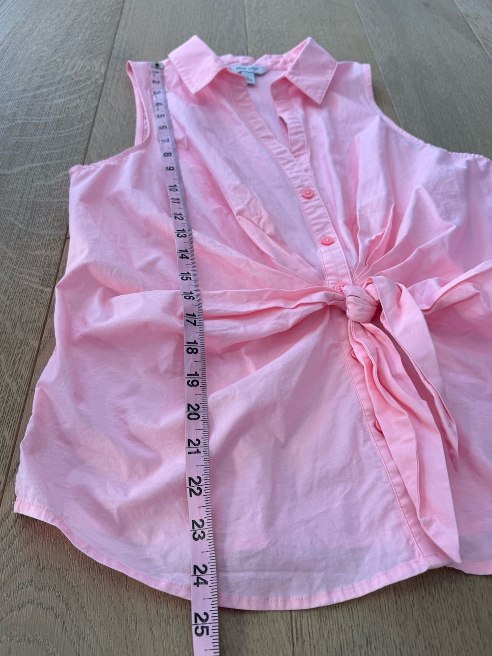Nine West Front Tie Pink Button Up Sleeveless Blouse Size Large - Picture 4 of 7